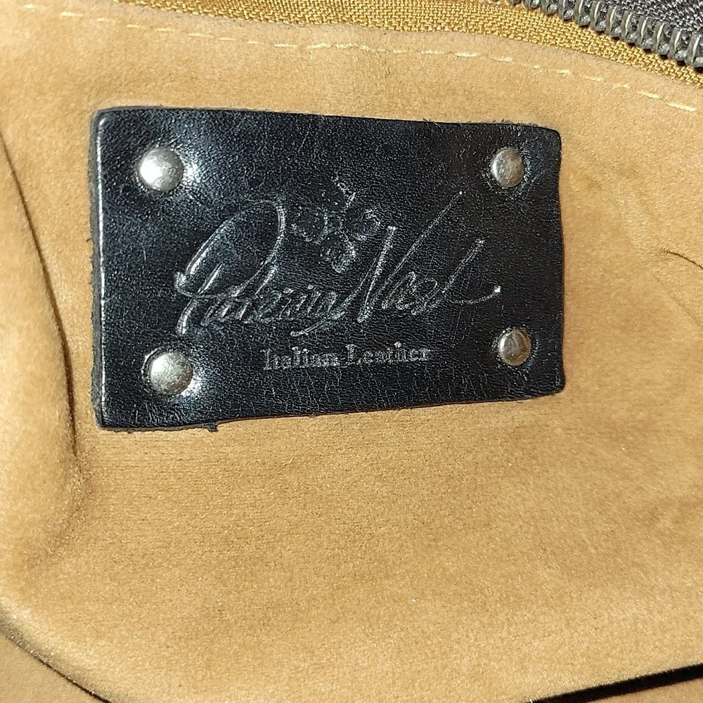 Patricia Nash Rienzo Black Leather Shoulder Bag Satchel Handbag Purse
